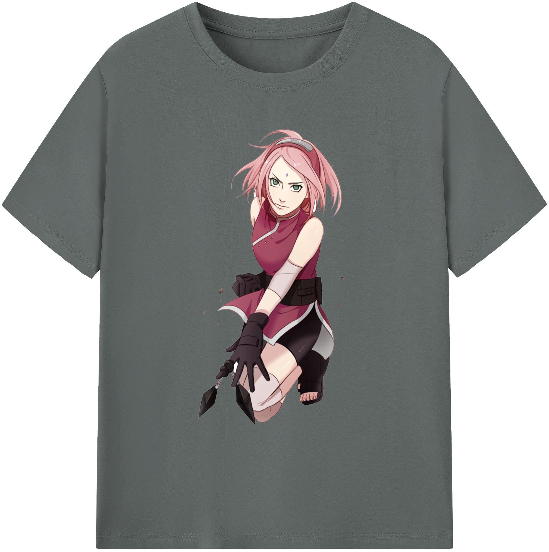 （画像用） NARUTO -ナルト- 春野サクラ Haruno Sakura 綿100％ メンズ半袖Tシャツ｜肌触りやわらか＆通気性